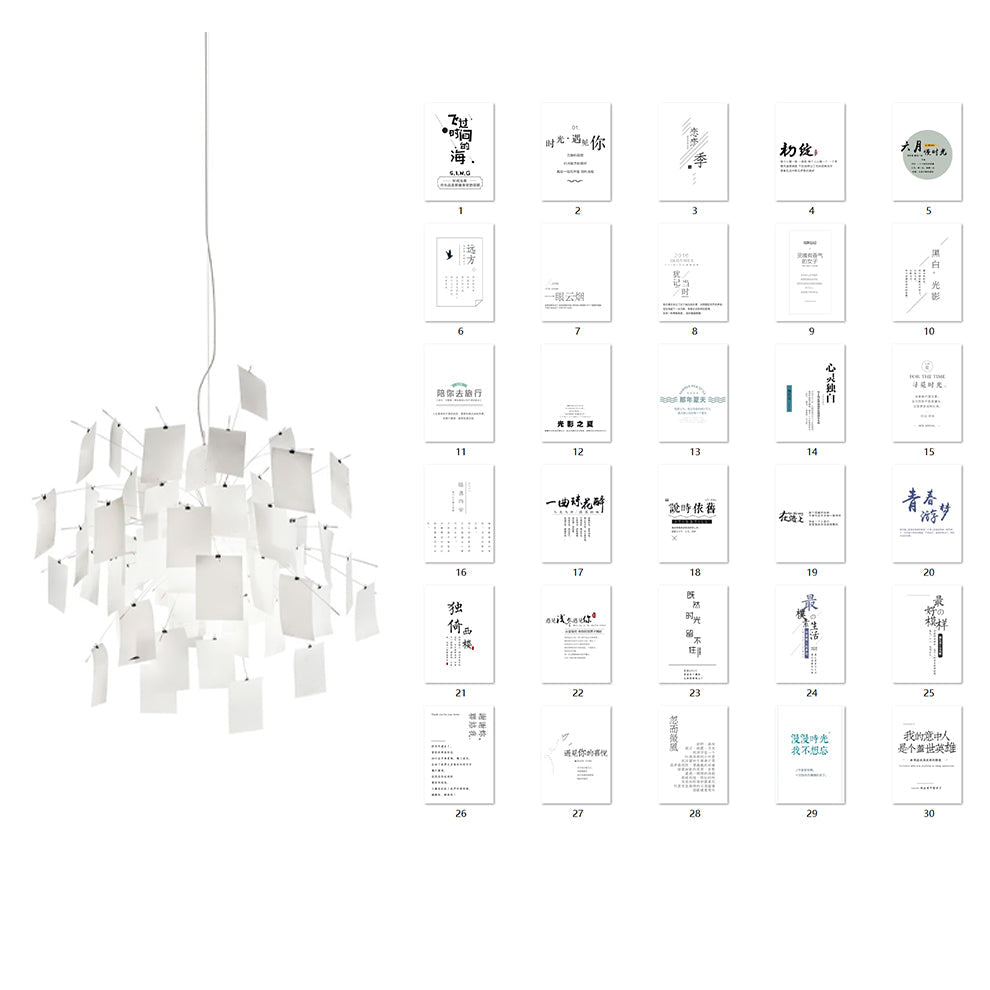 Chandelier Paper and Metal Colorful White Cards Whimsical Modern - Neutralighting