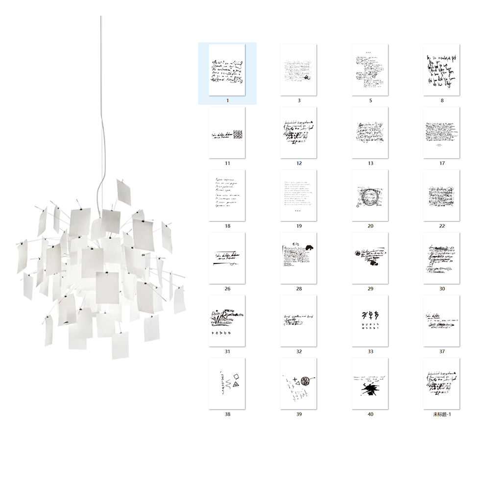 Chandelier Paper and Metal Colorful White Cards Whimsical Modern - Neutralighting