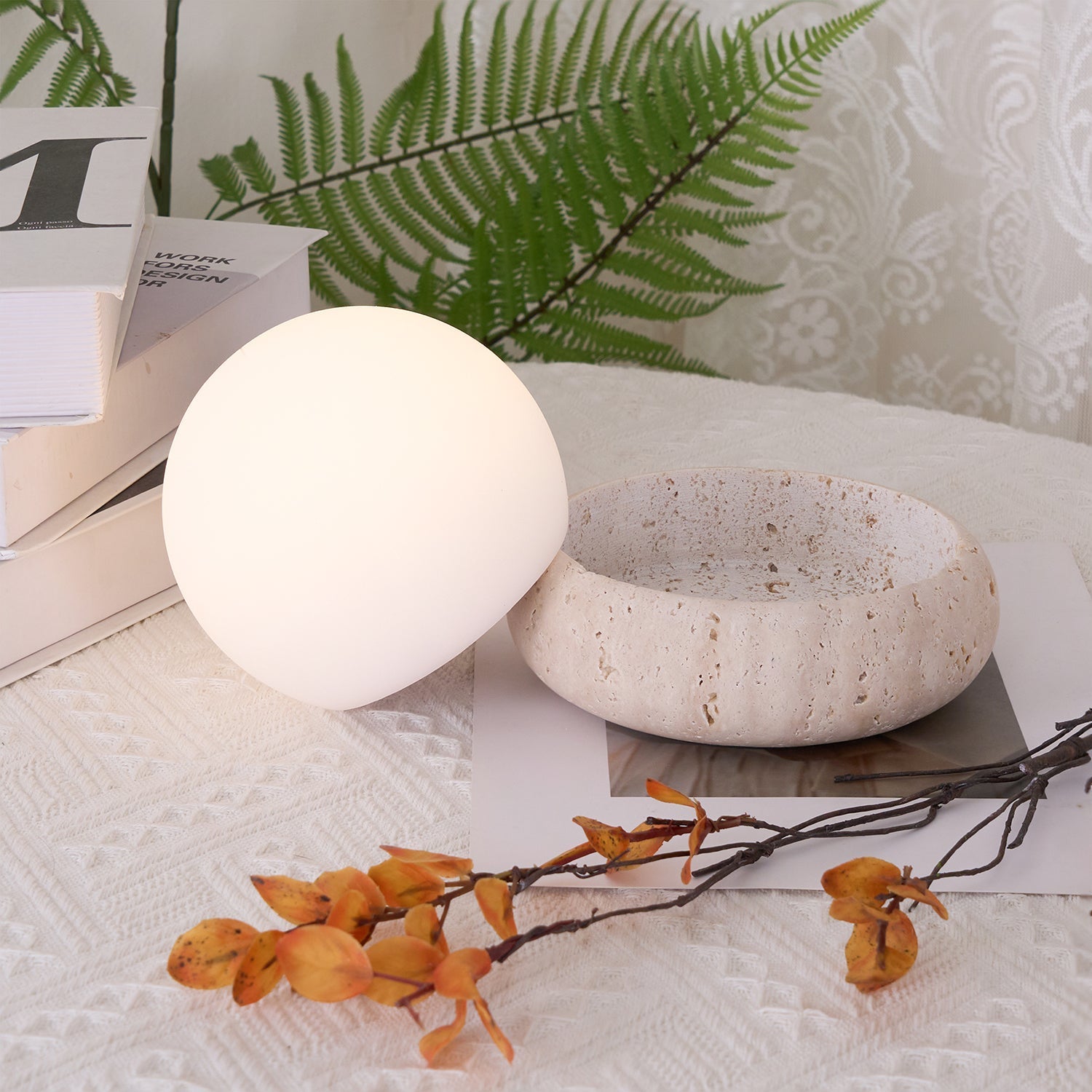 Riita Travertine Globe Table Lamp Mini Maga - Neutralighting