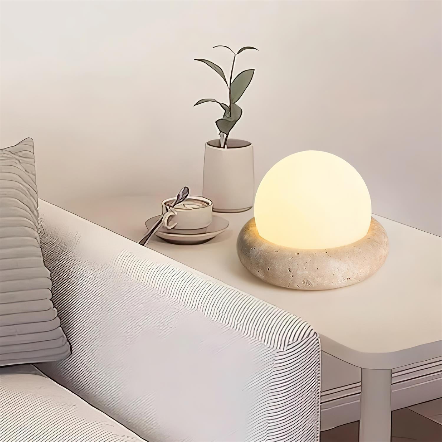 Riita Travertine Globe Table Lamp Mini Maga - Neutralighting
