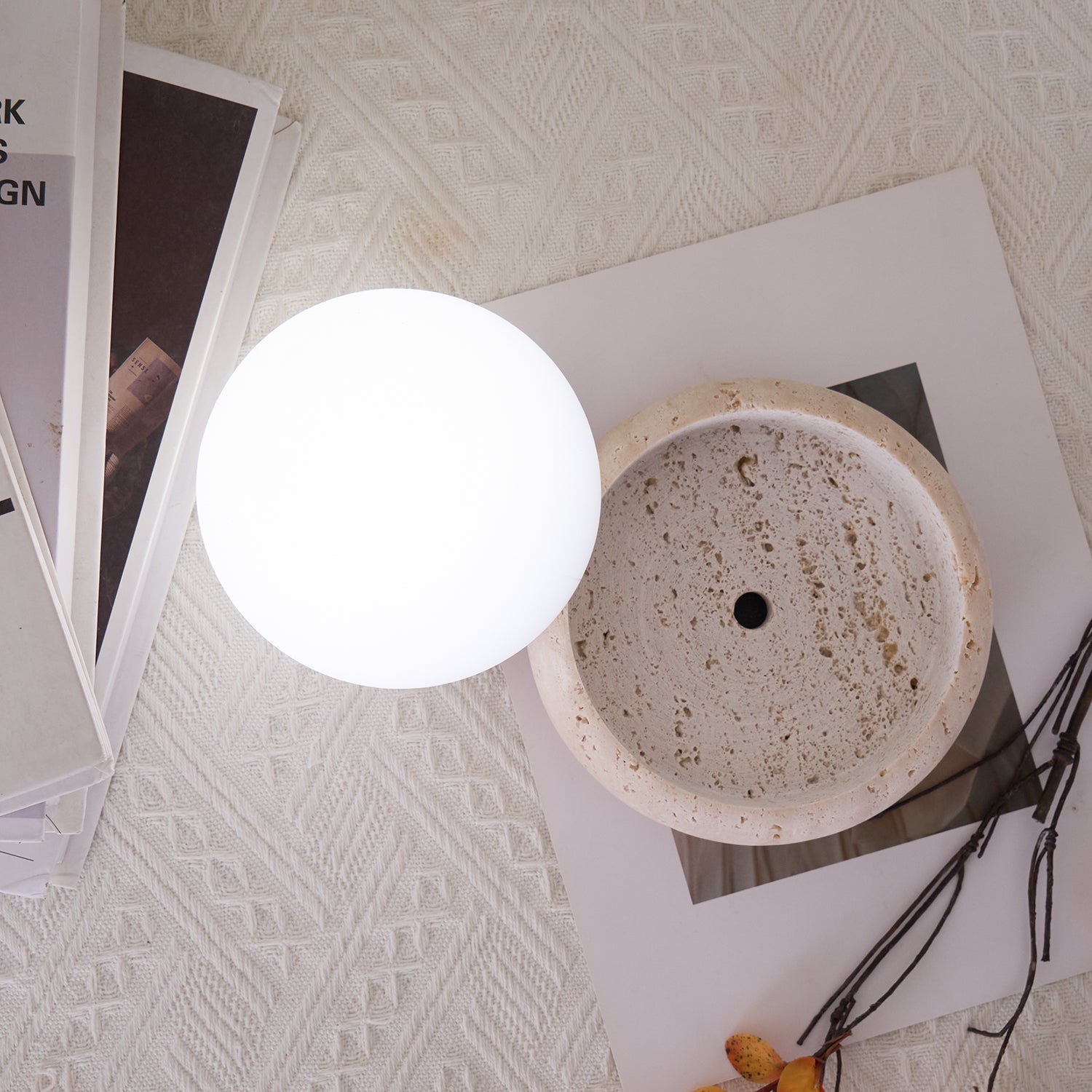 Riita Travertine Globe Table Lamp Mini Maga - Neutralighting