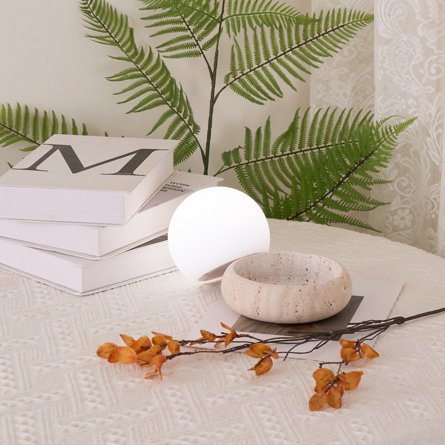 Riita Travertine Globe Table Lamp Mini Maga - Neutralighting