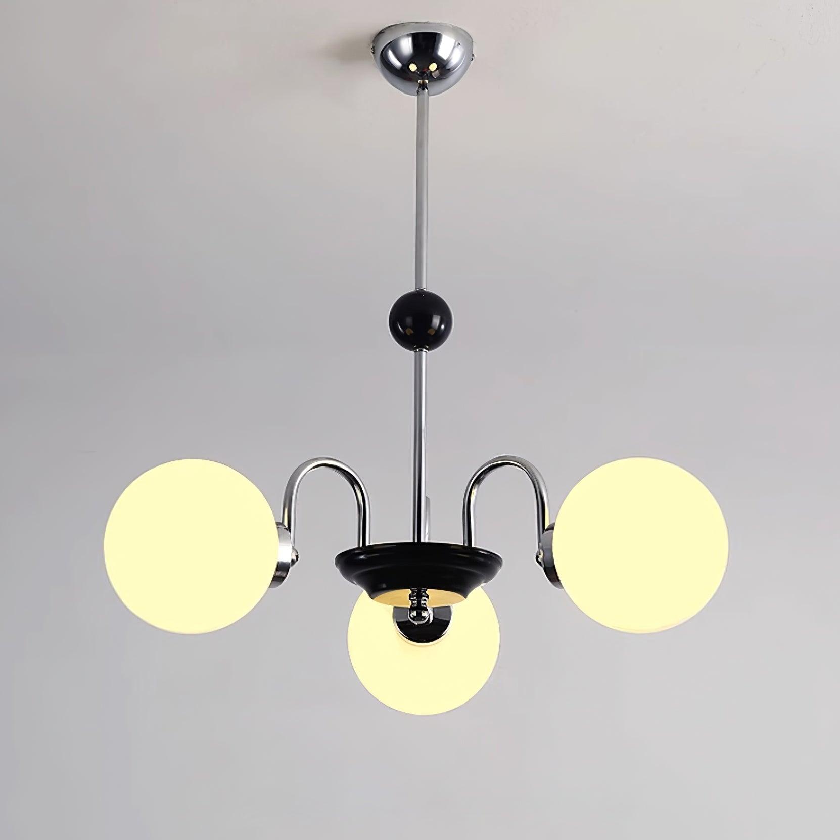 Chandelier Curved Arms Globe Shades Modern Retro Style Dining - Neutralighting