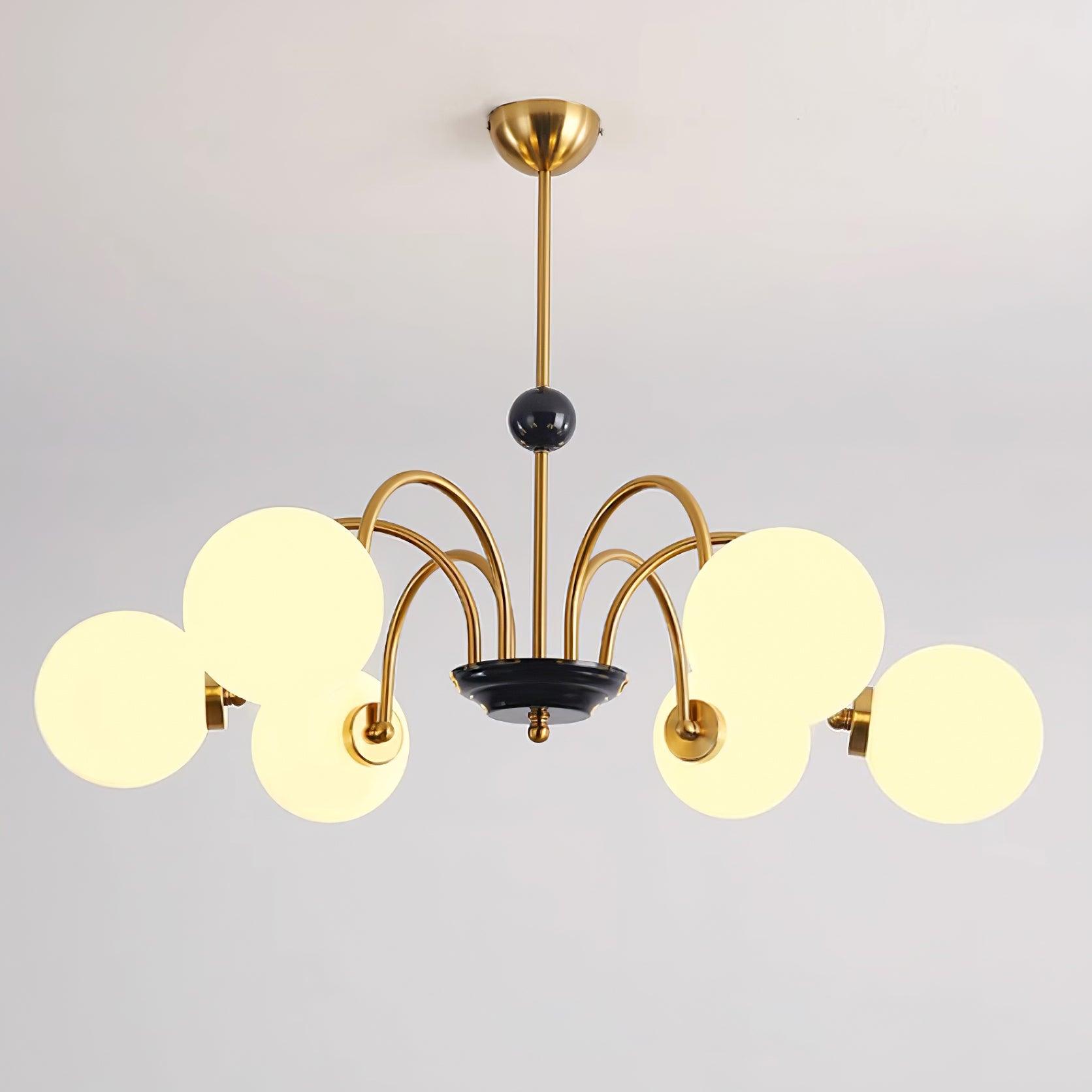 Chandelier Curved Arms Globe Shades Modern Retro Style Dining - Neutralighting