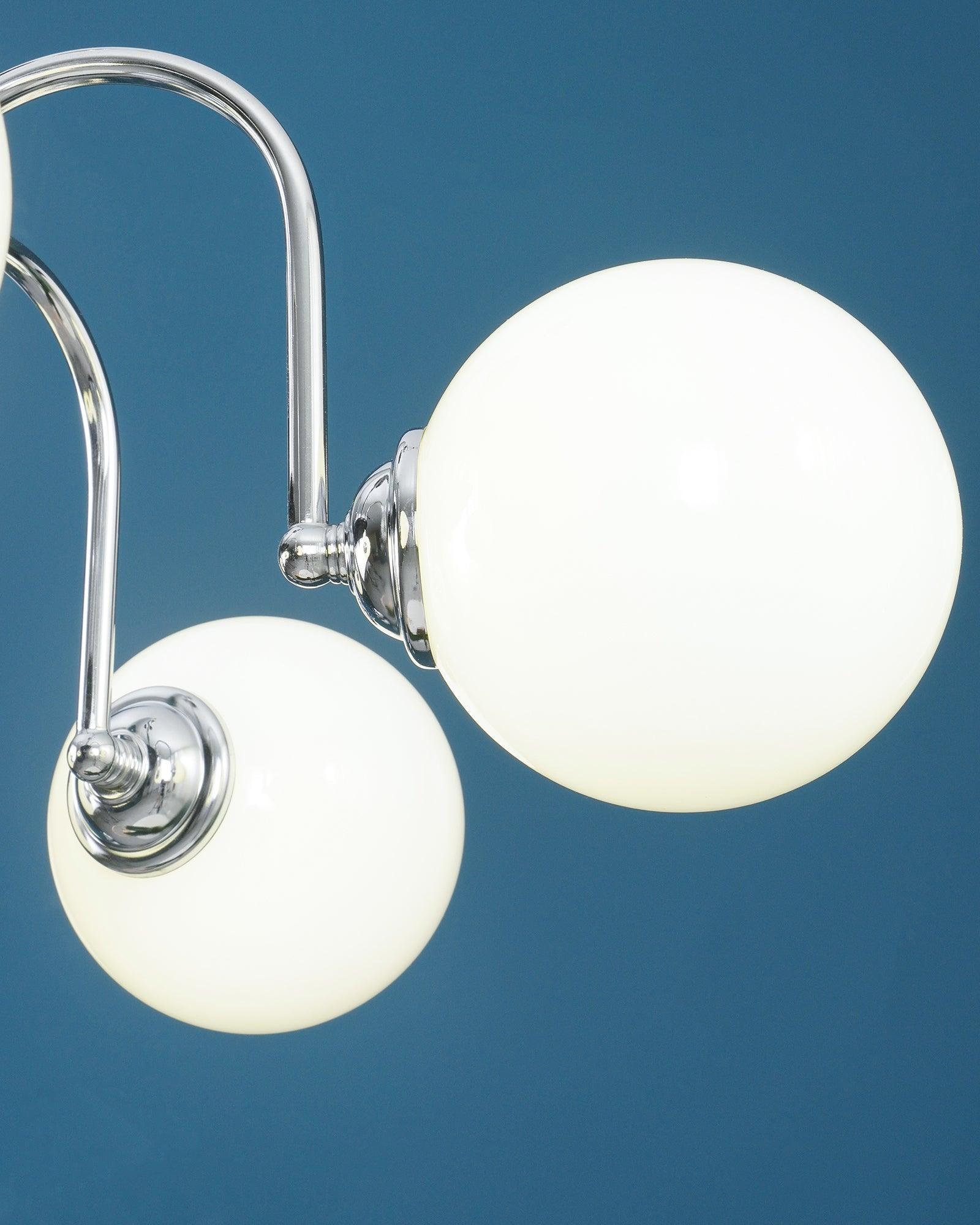 Chandelier Curved Arms Globe Shades Modern Retro Style Dining - Neutralighting