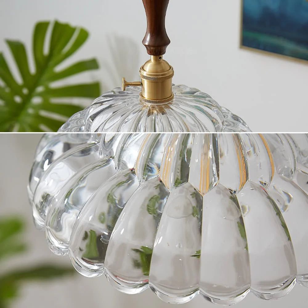 Valentina Modern LED Pendant Light Wooden Handle Metal Glass Bedroom - Neutralighting