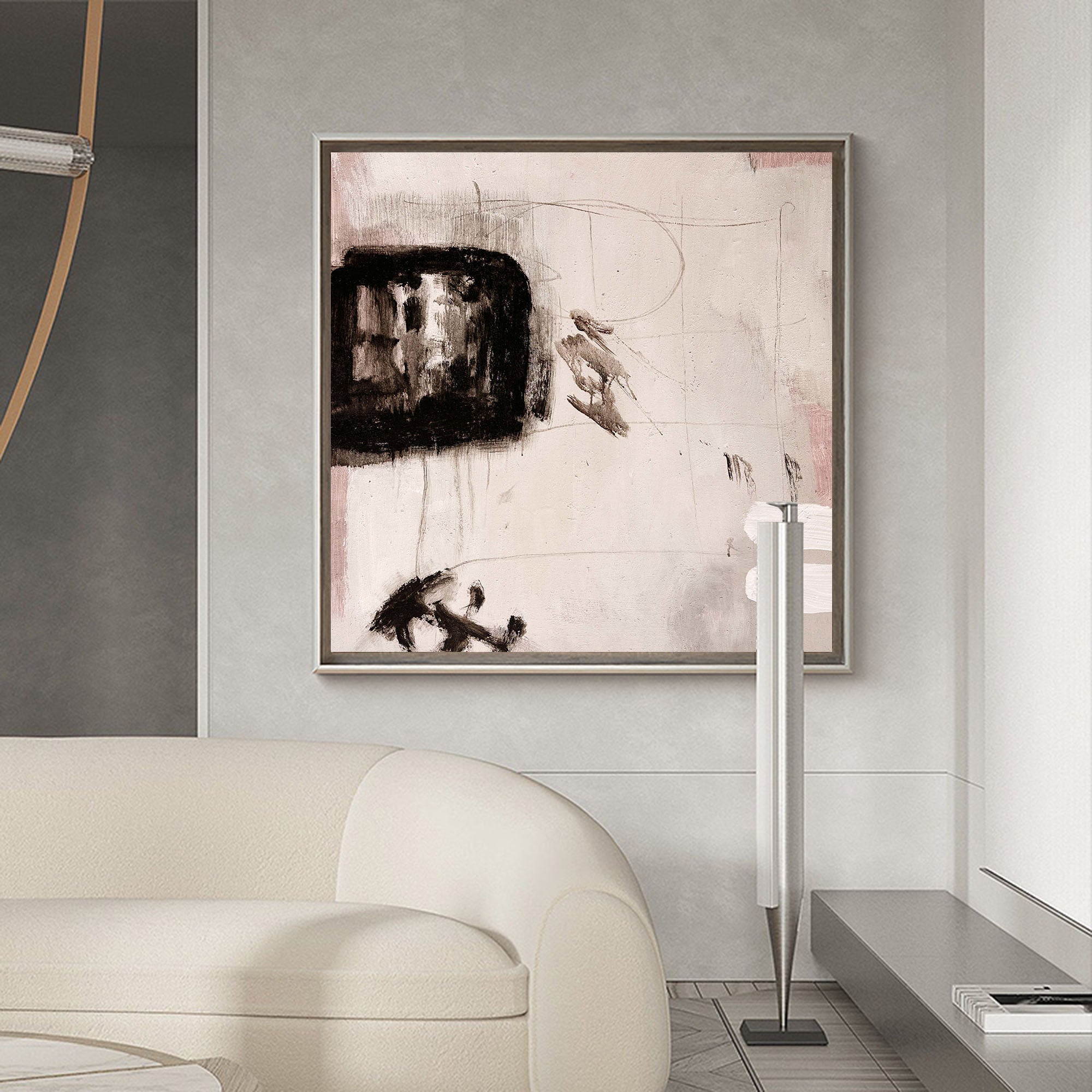 Black Beige Minimalist Abstract Painting