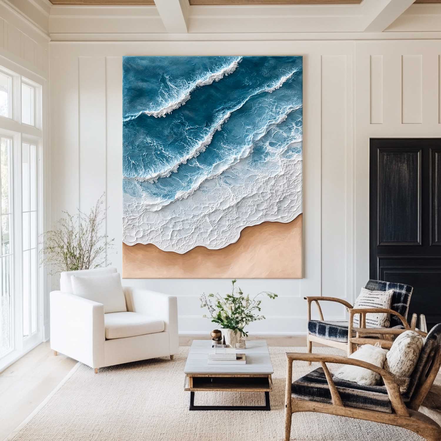 Blue And White Seascape Painting ABSV38 - Neutralighting