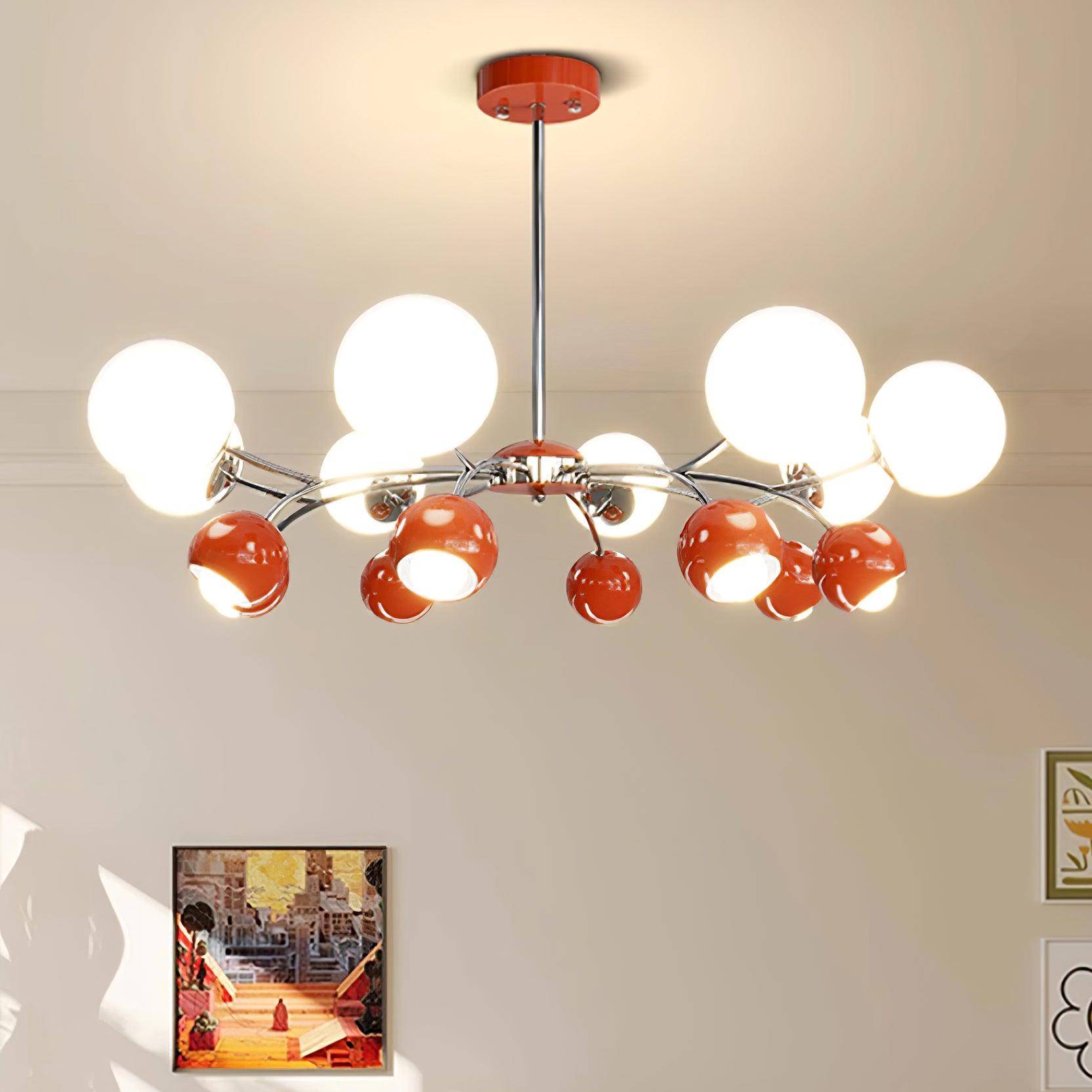 Chandelier Glass Metal Dome Petal Shades Minimalist Ambient Glow - Neutralighting