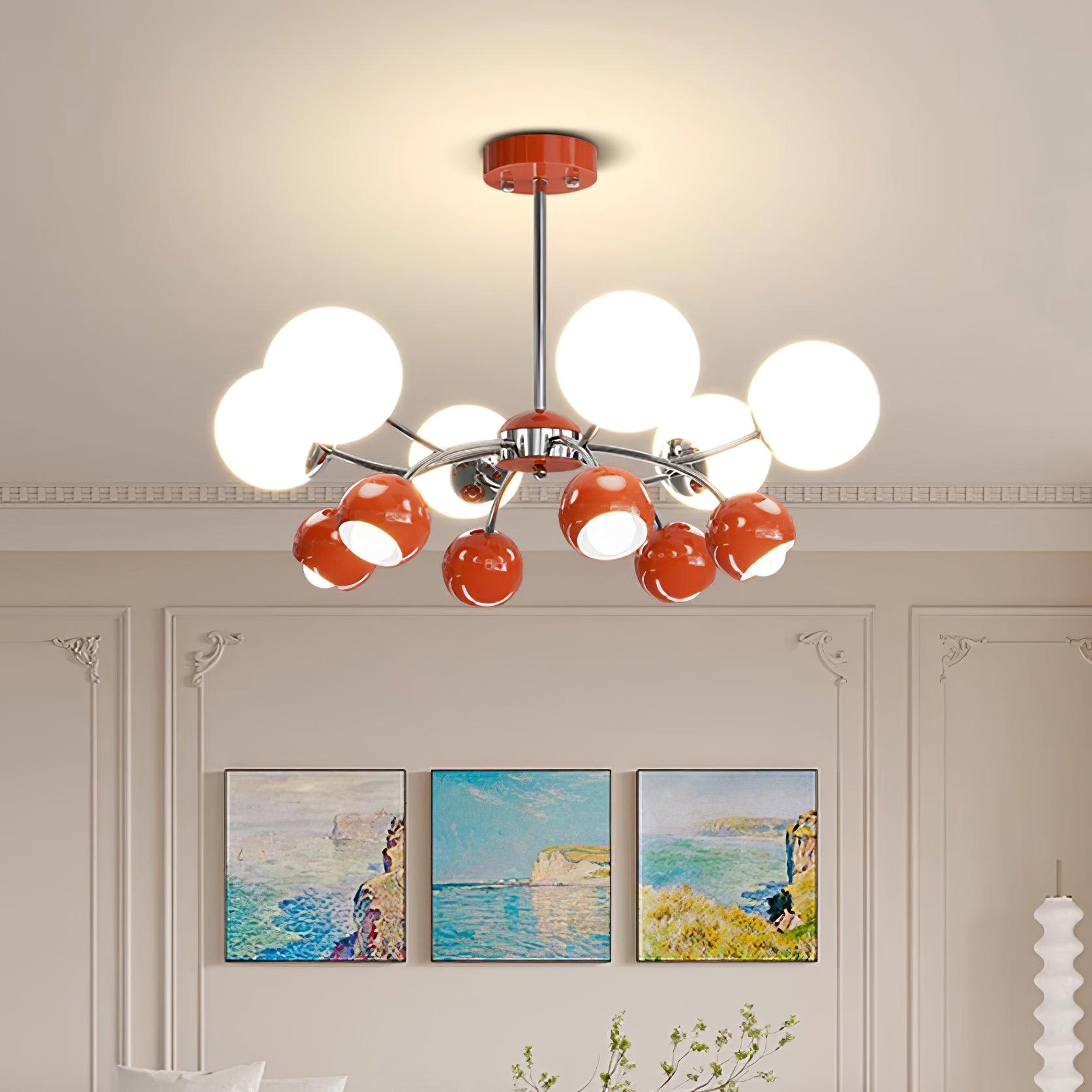 Chandelier Glass Metal Dome Petal Shades Minimalist Ambient Glow - Neutralighting
