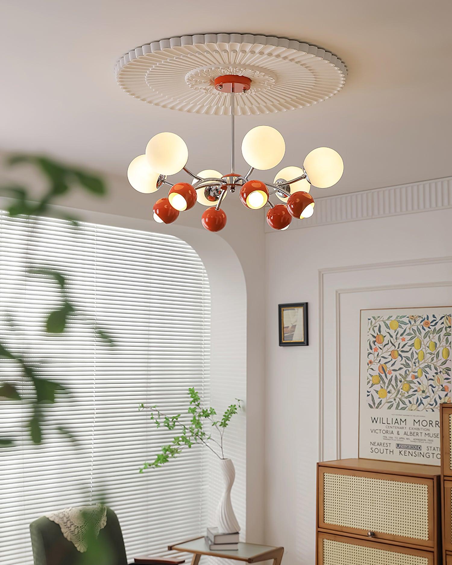 Chandelier Glass Metal Dome Petal Shades Minimalist Ambient Glow - Neutralighting