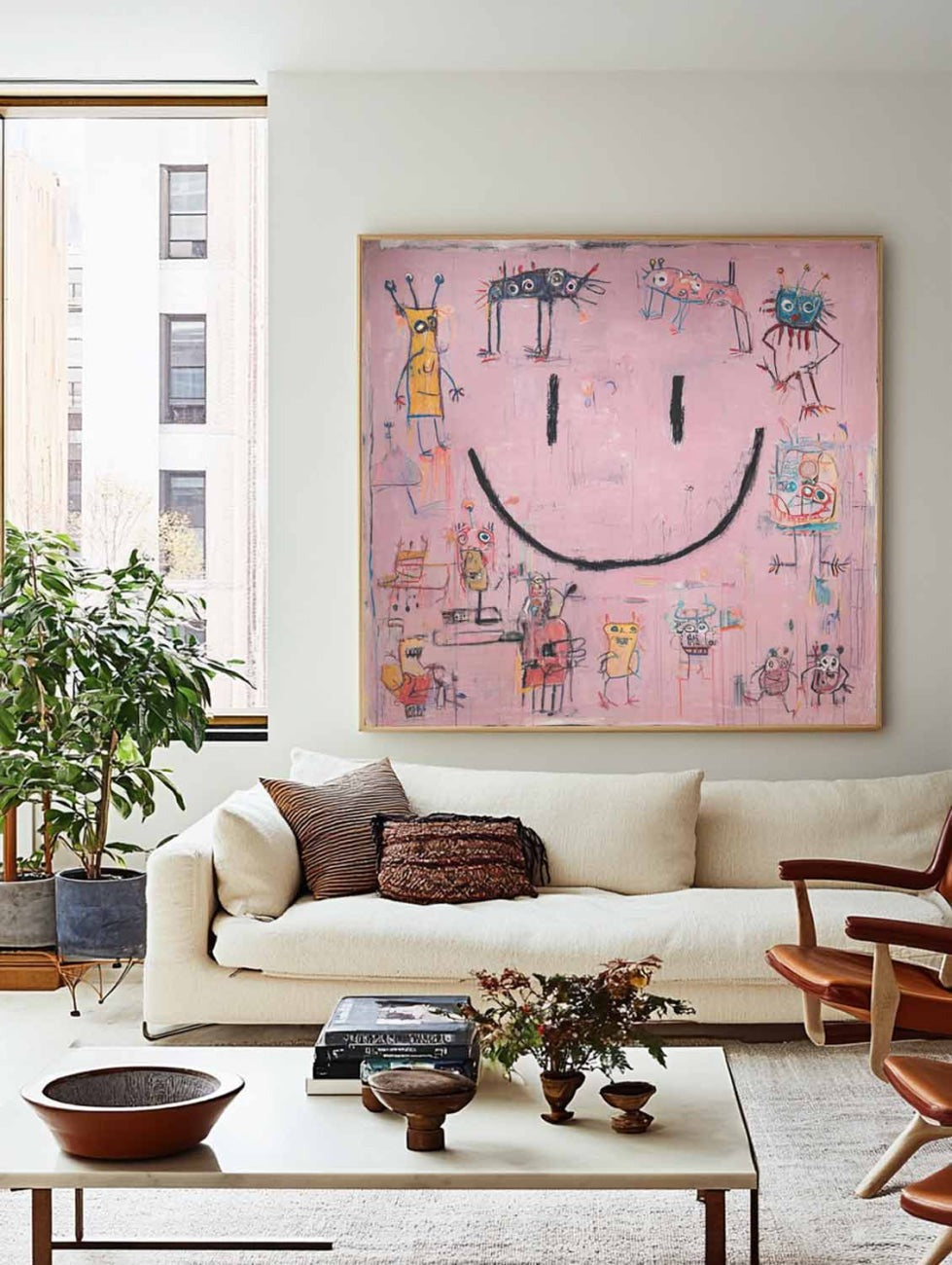 Whimsical Pop Art Painting Giant Smiley Face