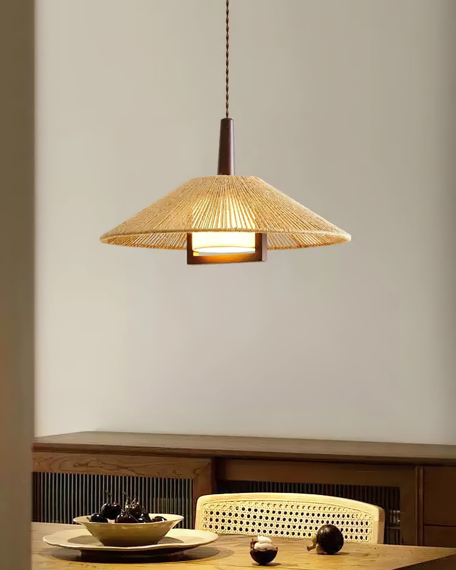 Fidoya Woven Rattan Cone Pendant Light - Neutralighting