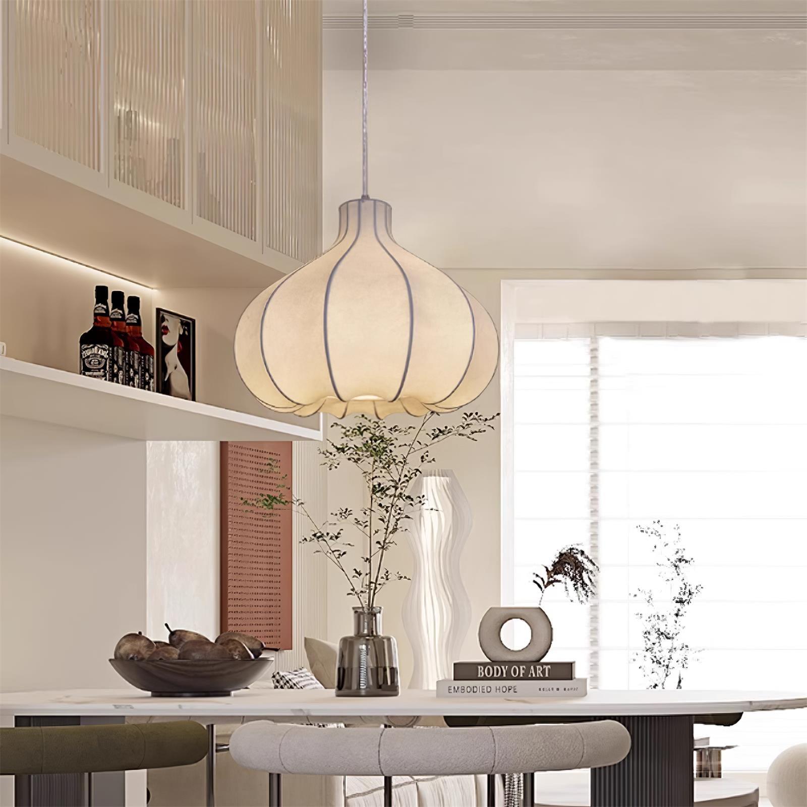 Pendant Light Silky Pleated Silk Shade White - Neutralighting