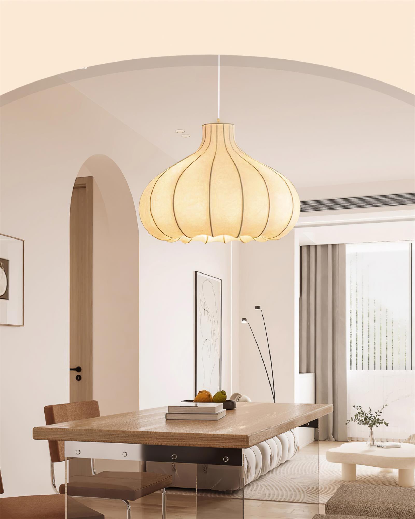 Pendant Light Silky Pleated Silk Shade White - Neutralighting