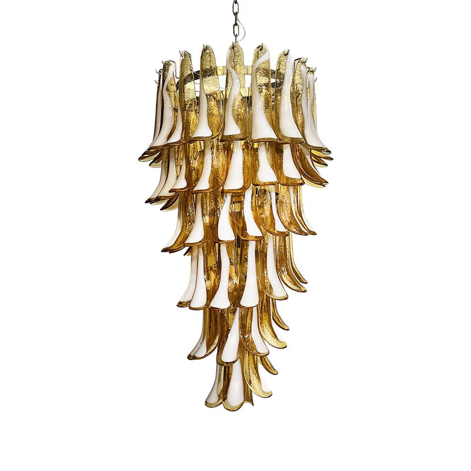Aurora Chandelier Amber White Murano Spiral Petals