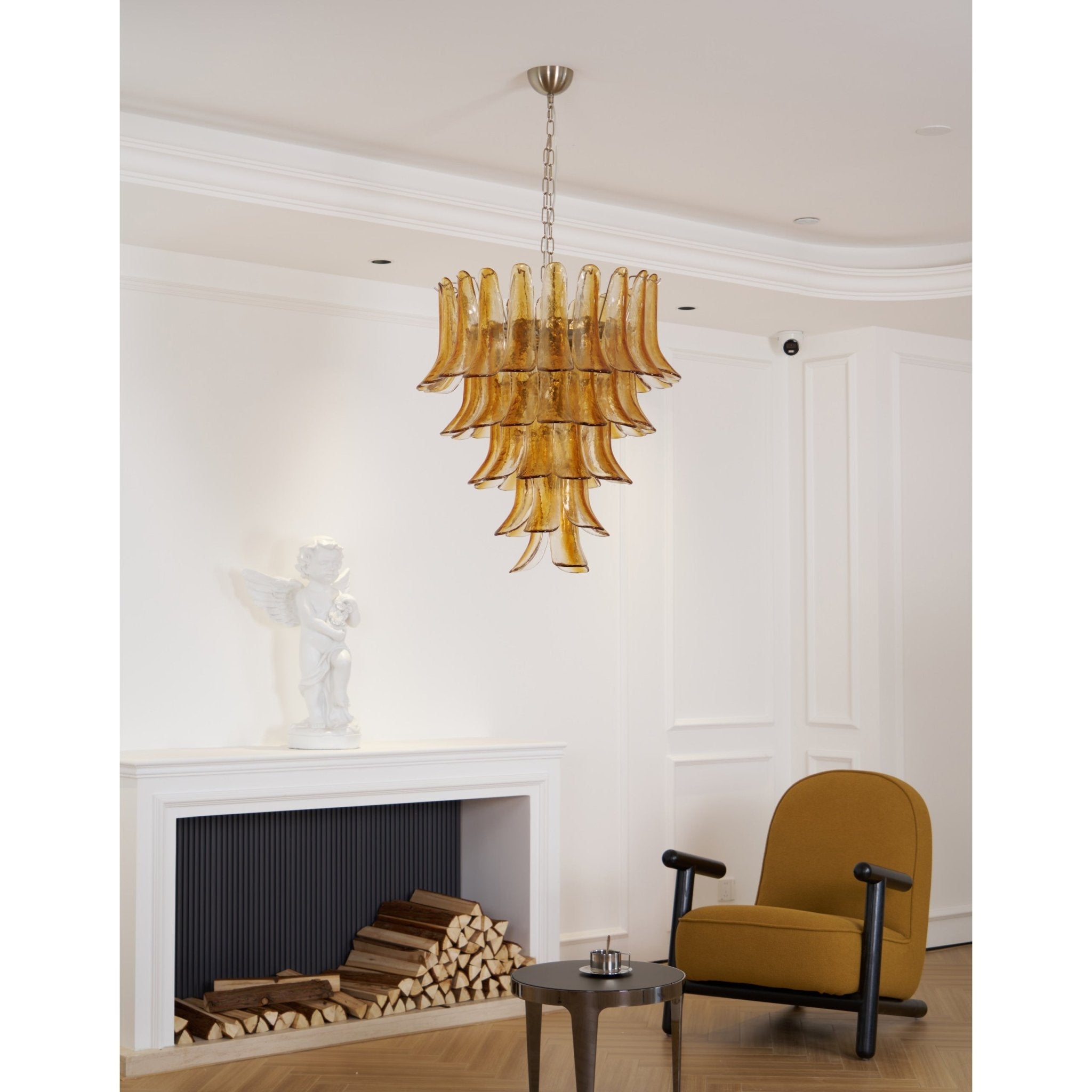 Aurora Chandelier Amber Lily Murano Glass Layered Centerpiece