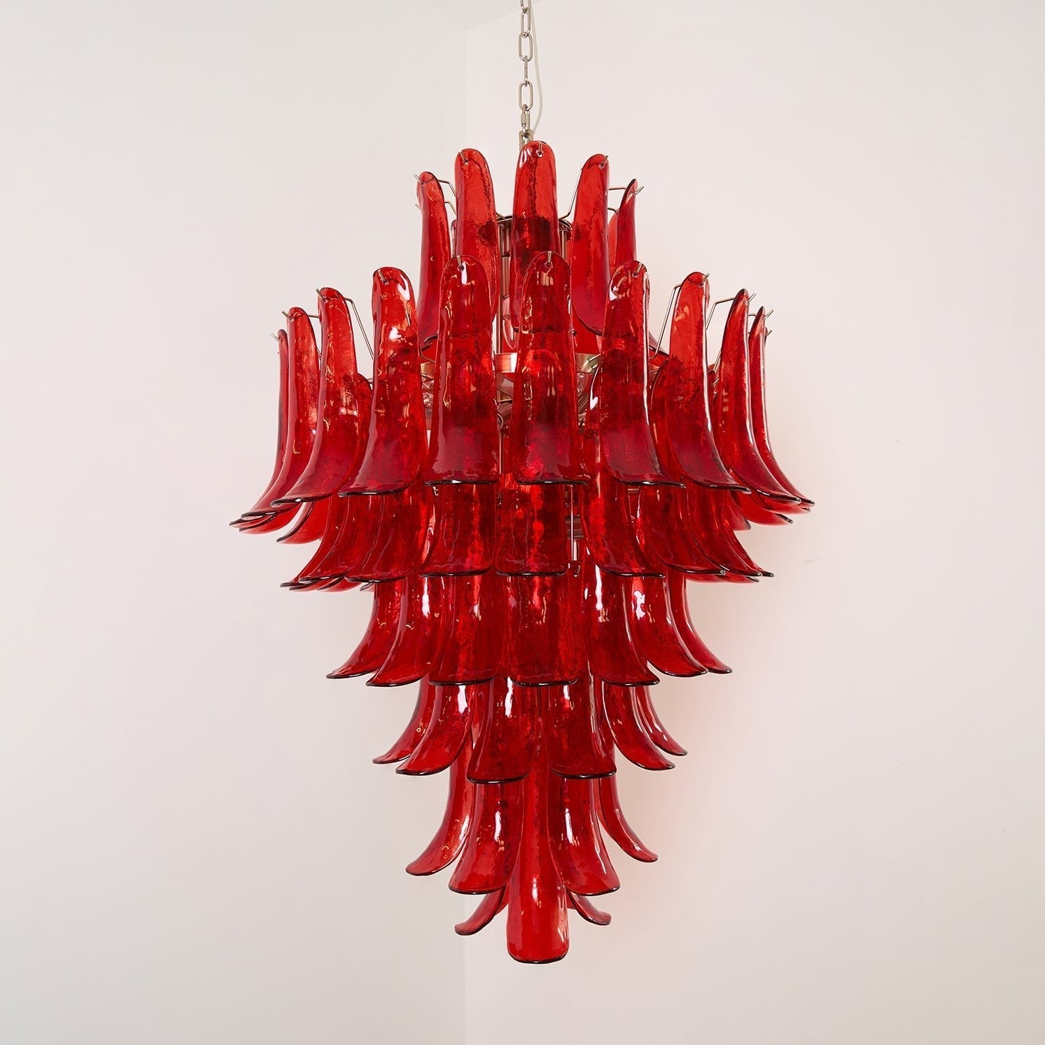 Aurora Chandelier Crimson Murano Petals Bold Art Glass
