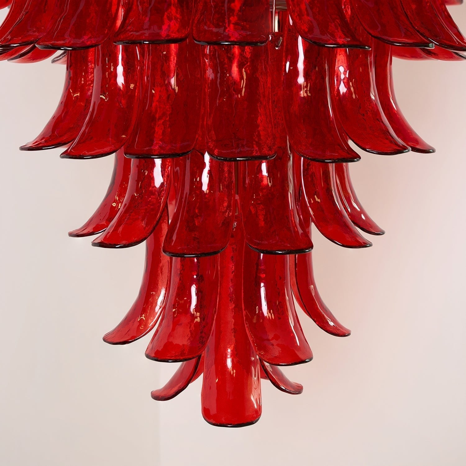 Aurora Chandelier Crimson Murano Petals Bold Art Glass