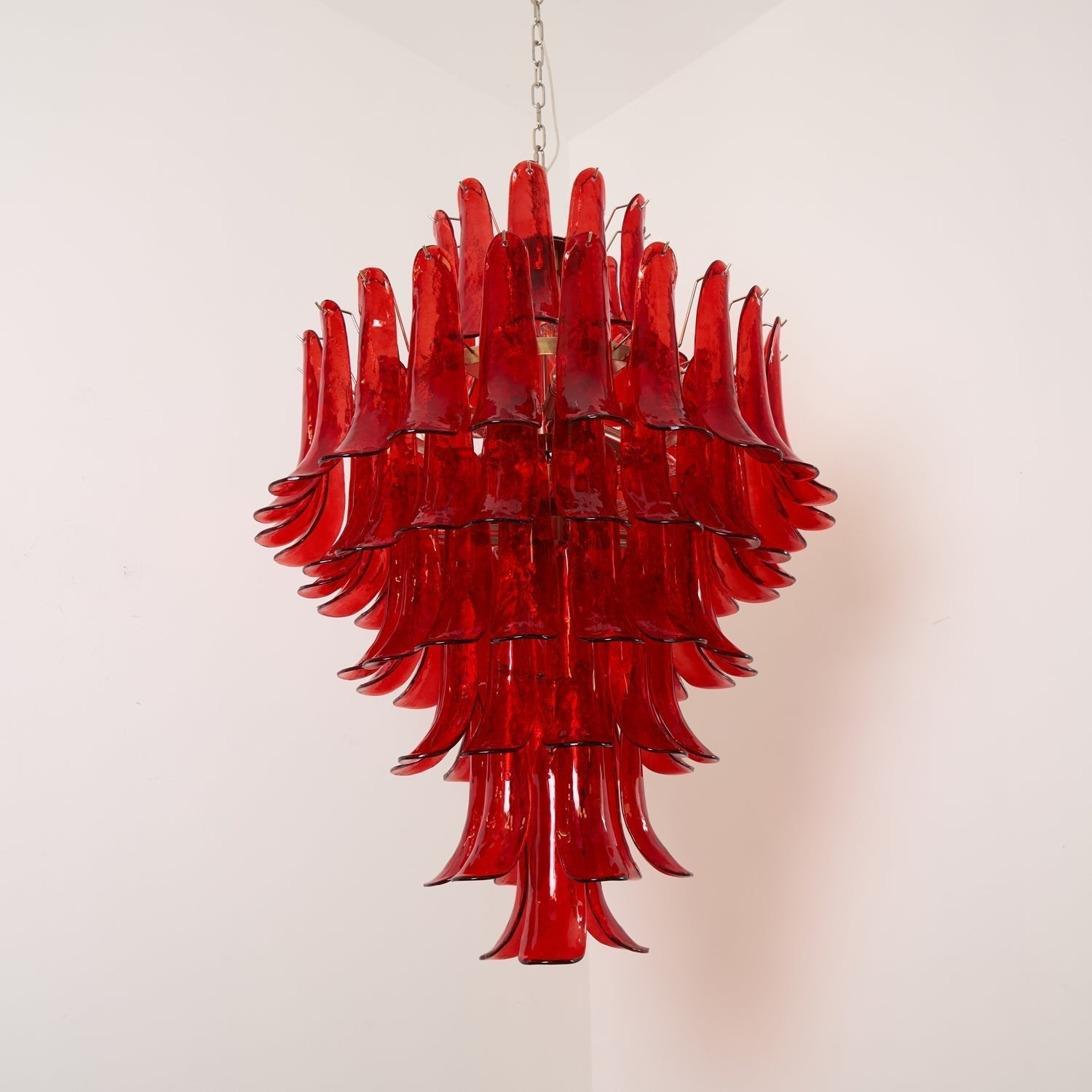 Aurora Chandelier Crimson Murano Petals Bold Art Glass