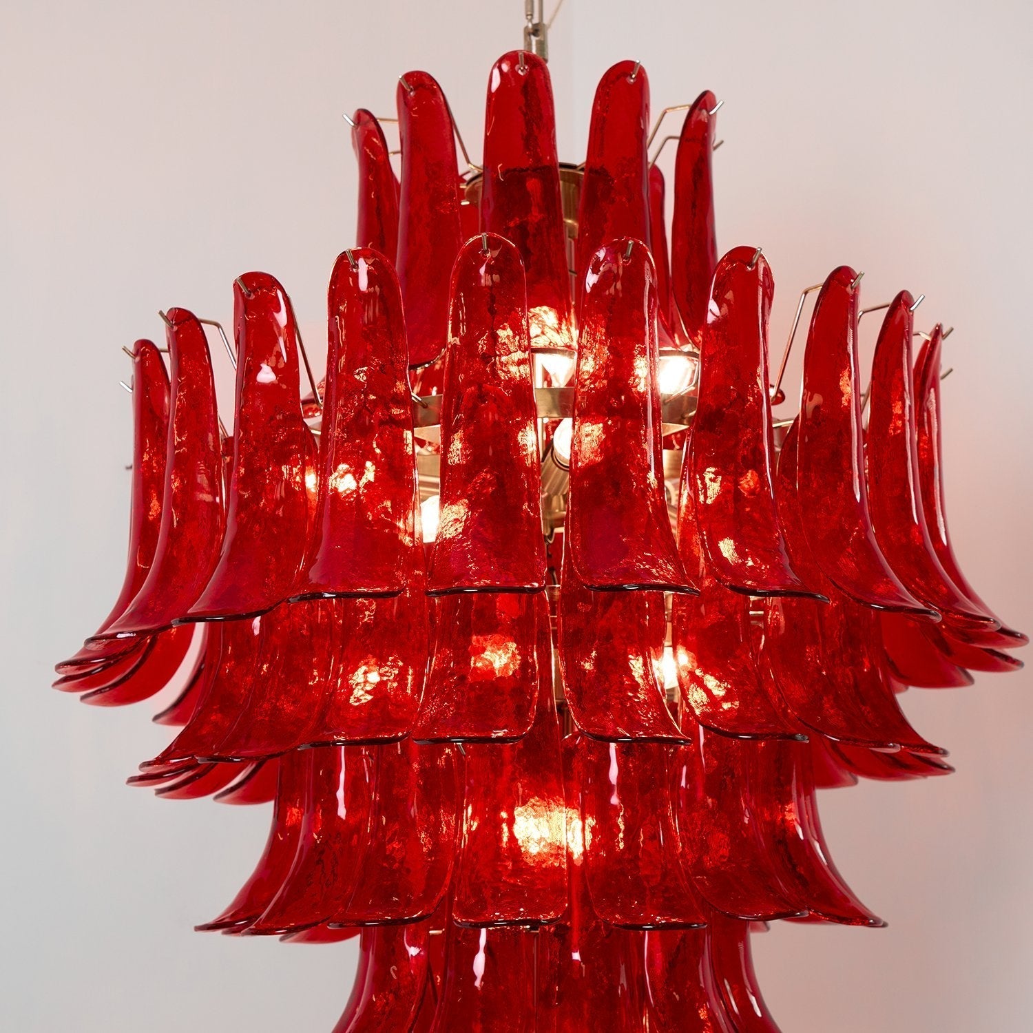 Aurora Chandelier Crimson Murano Petals Bold Art Glass
