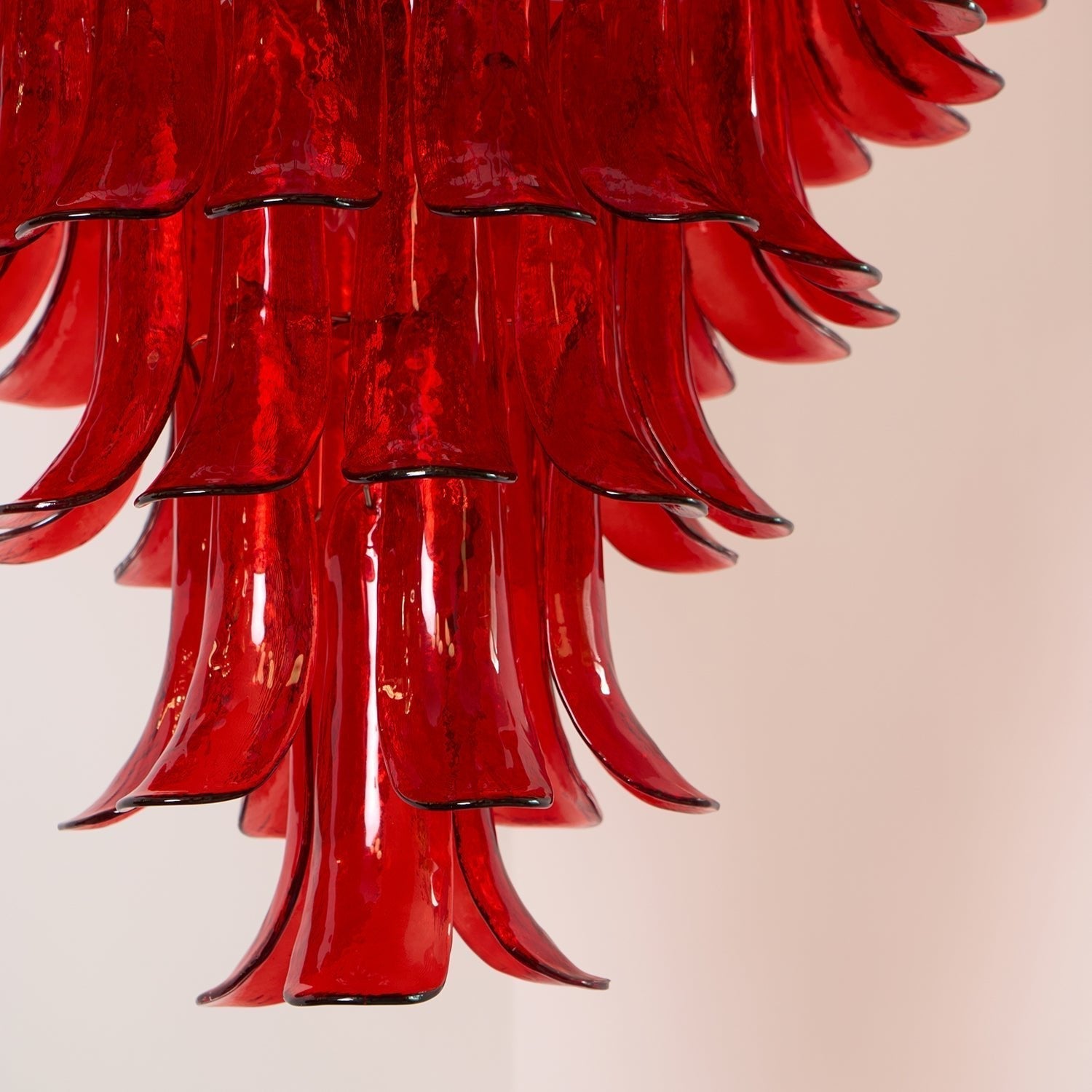 Aurora Chandelier Crimson Murano Petals Bold Art Glass