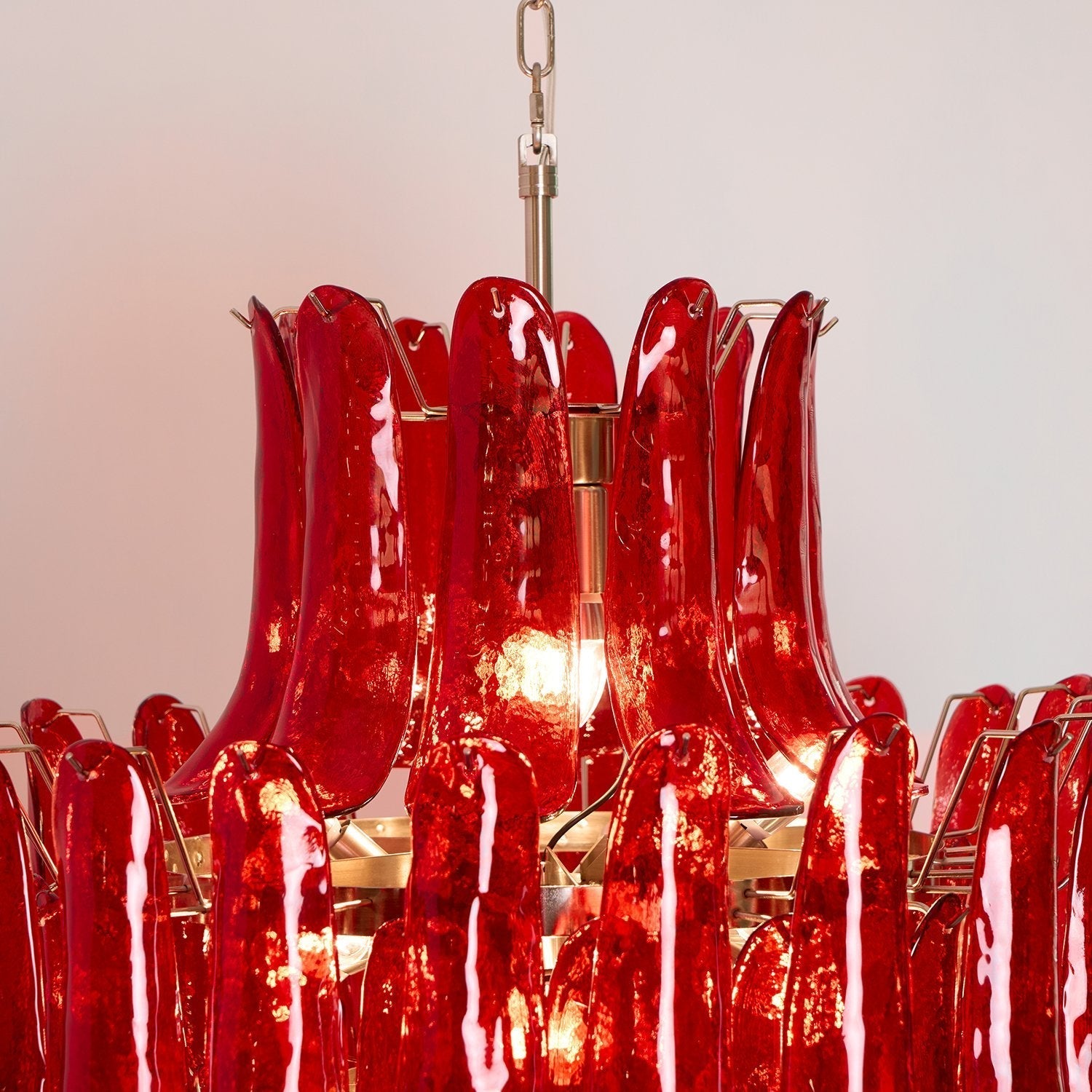 Aurora Chandelier Crimson Murano Petals Bold Art Glass