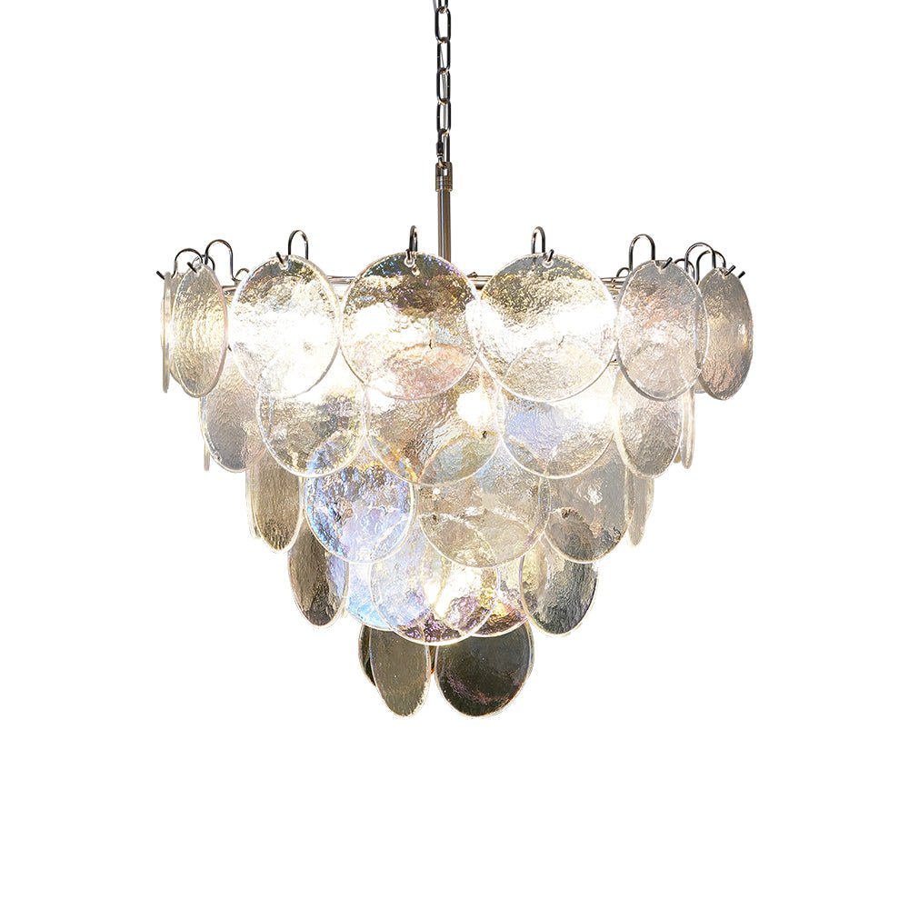 Aurora Chandelier Iridescent Murano Glass Disc