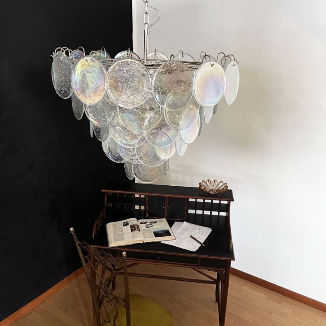 Aurora Chandelier Iridescent Murano Glass Disc