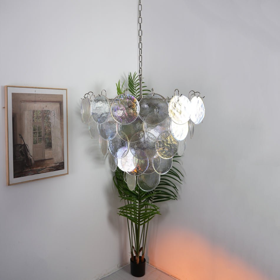 Aurora Chandelier Iridescent Murano Glass Disc