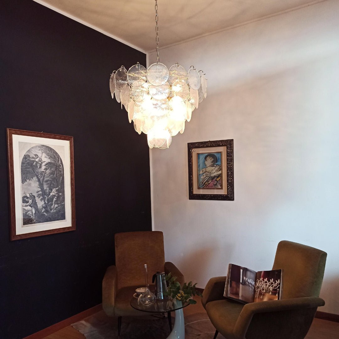 Aurora Chandelier Iridescent Murano Glass Disc