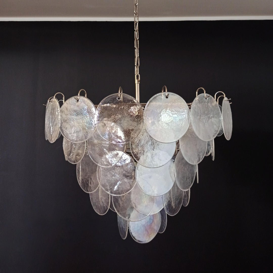 Aurora Chandelier Iridescent Murano Glass Disc