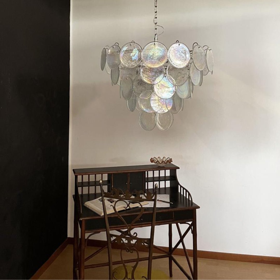 Aurora Chandelier Iridescent Murano Glass Disc