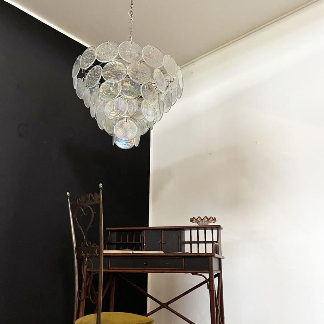 Aurora Chandelier Iridescent Murano Glass Disc