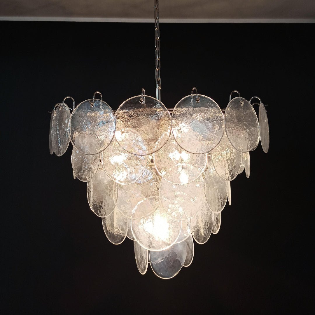 Aurora Chandelier Iridescent Murano Glass Disc