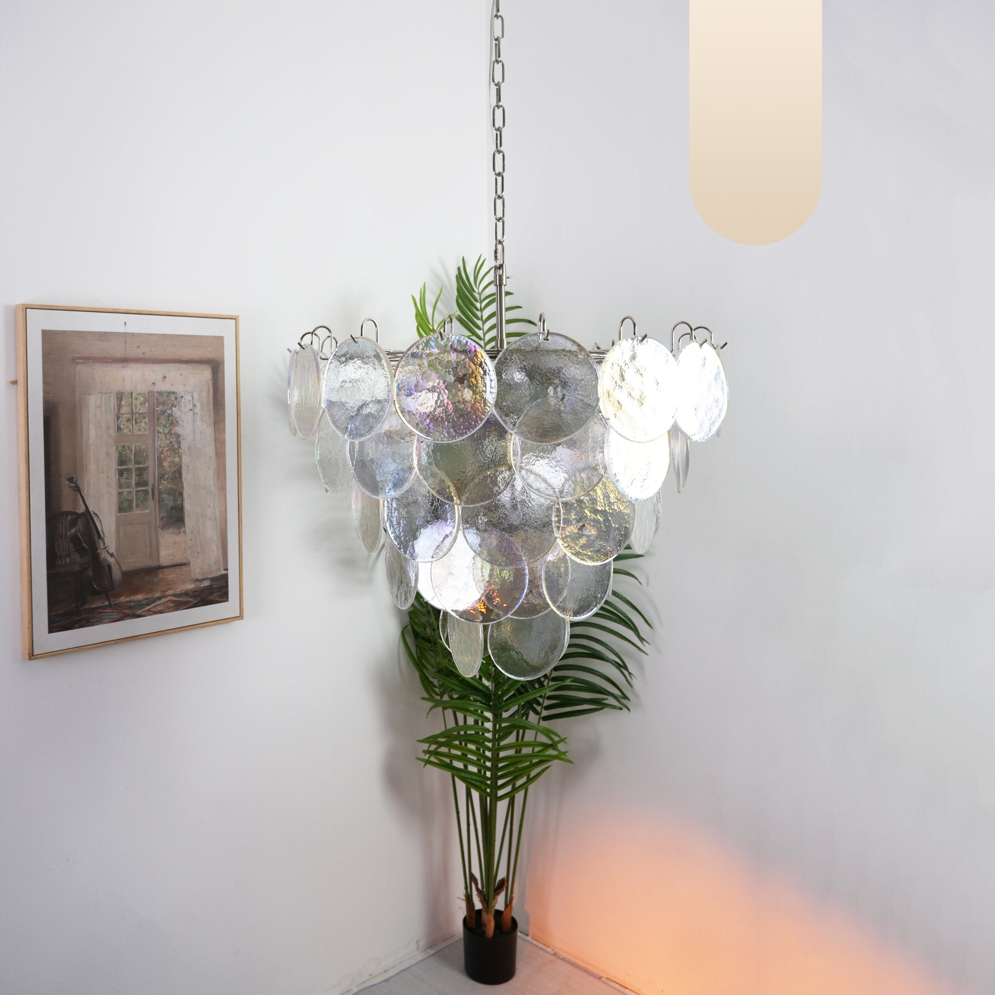 Aurora Chandelier Iridescent Murano Glass Disc