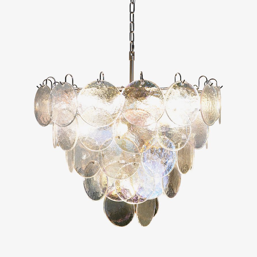 Aurora Chandelier Iridescent Murano Glass Disc