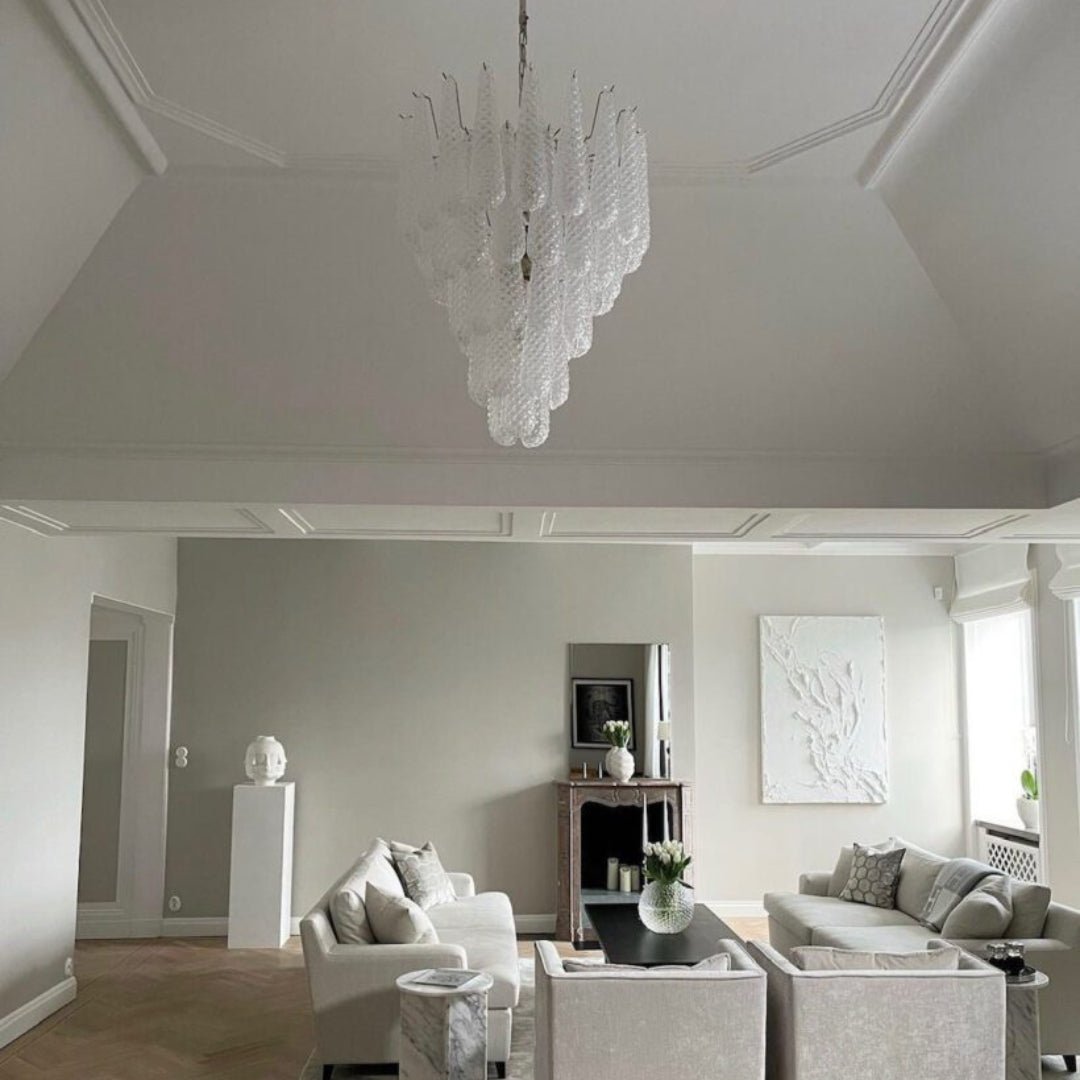 Aurora Chandelier Clear Murano Glass Dewdrop Layered