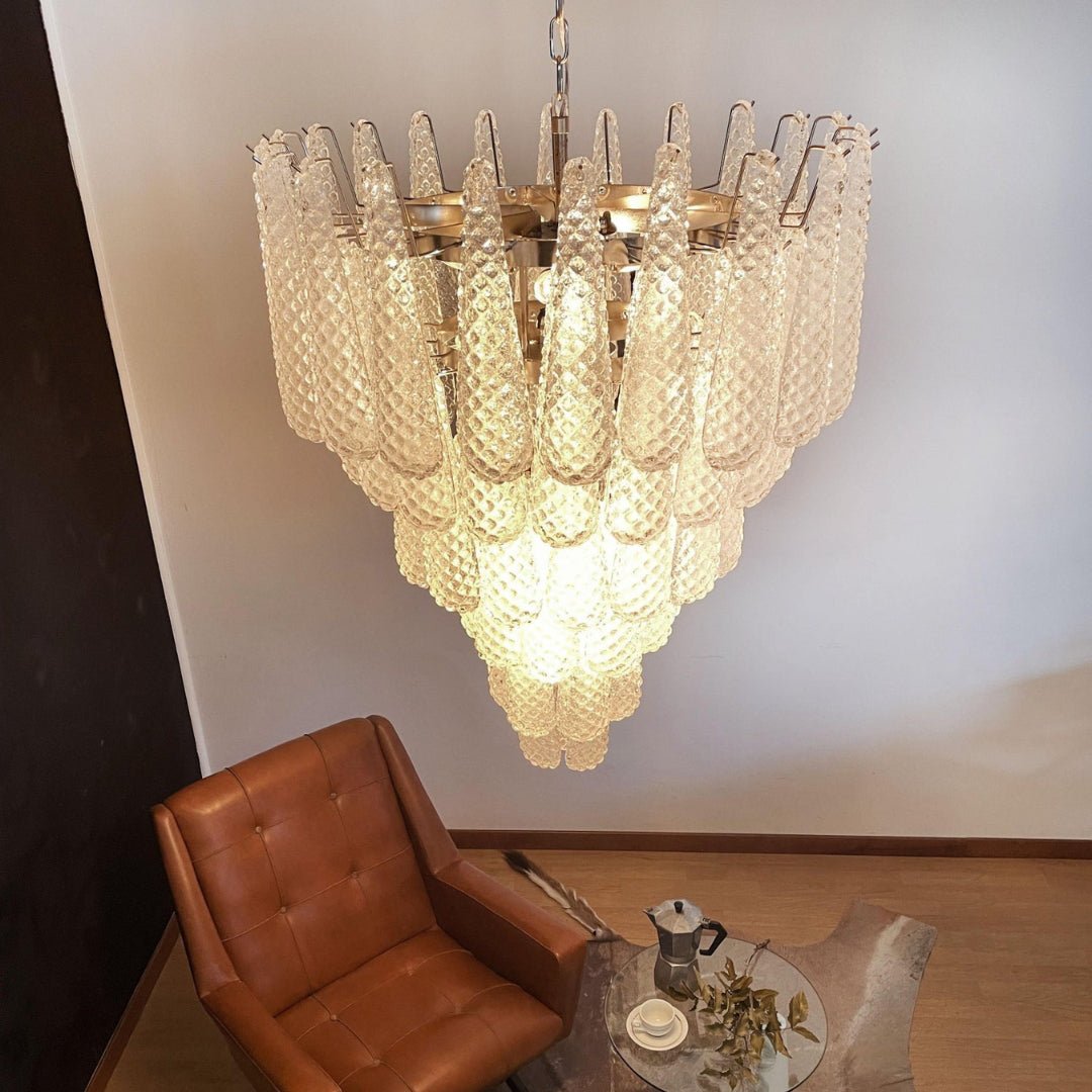 Aurora Chandelier Clear Murano Glass Dewdrop Layered