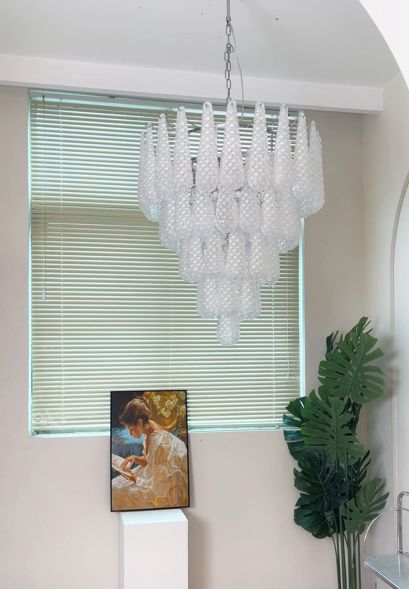 Aurora Chandelier Clear Murano Glass Dewdrop Layered