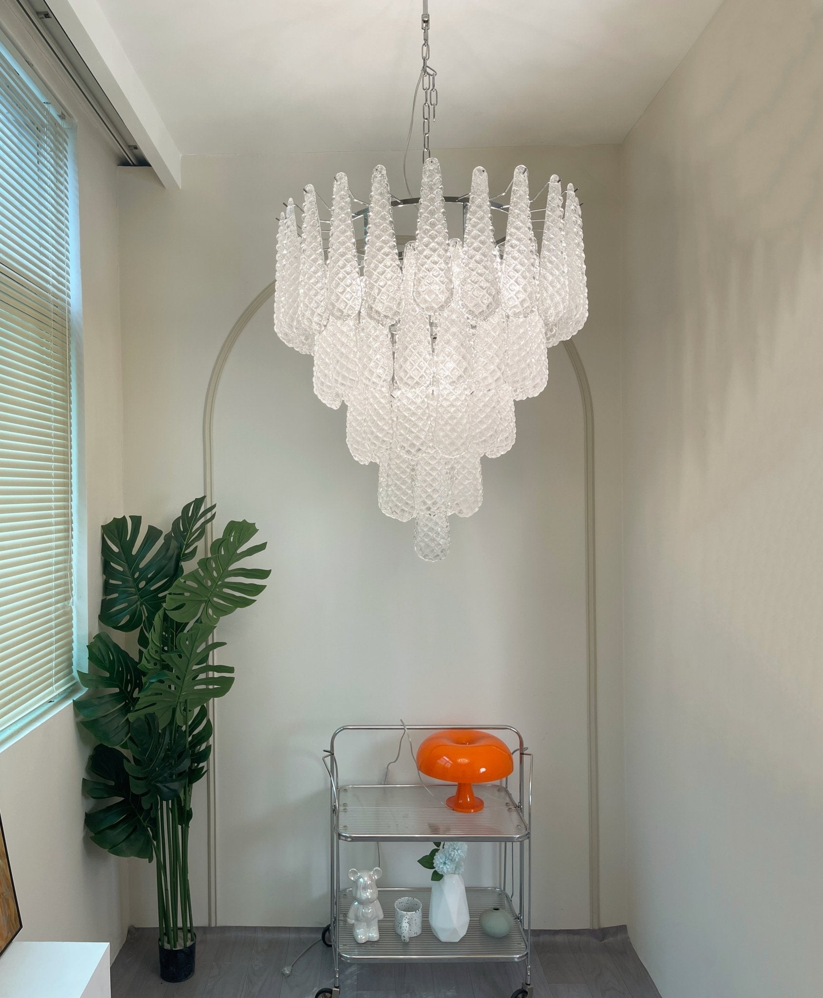 Aurora Chandelier Clear Murano Glass Dewdrop Layered
