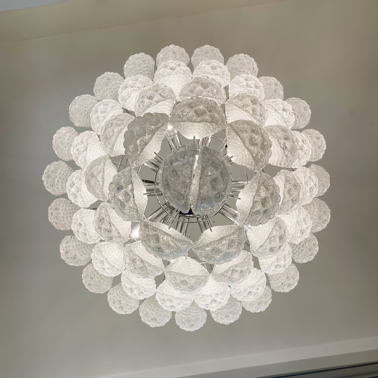 Aurora Chandelier Clear Murano Glass Dewdrop Layered