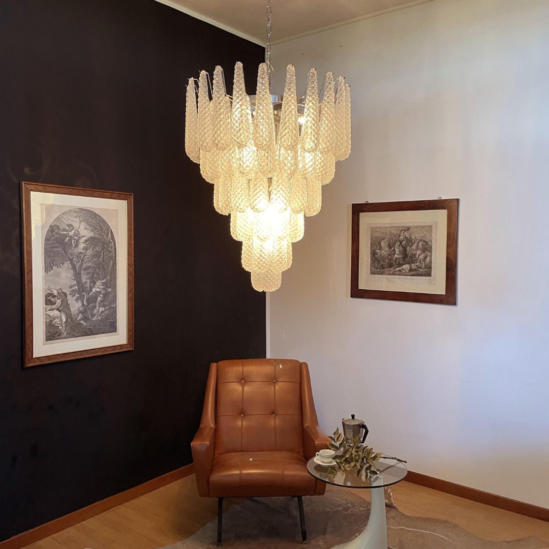 Aurora Chandelier Clear Murano Glass Dewdrop Layered