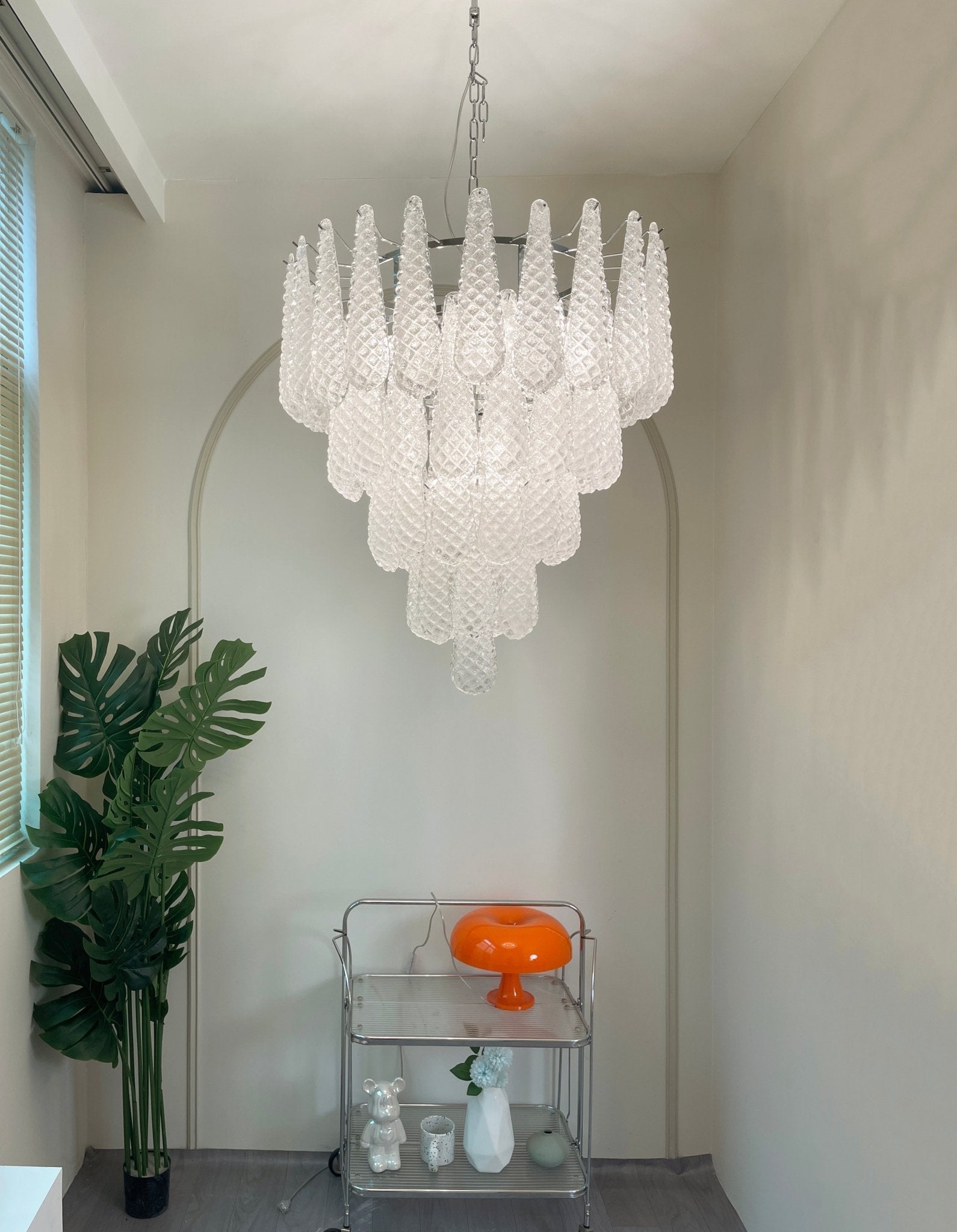 Aurora Chandelier Clear Droplets Murano Glass Waterfall Diamond
