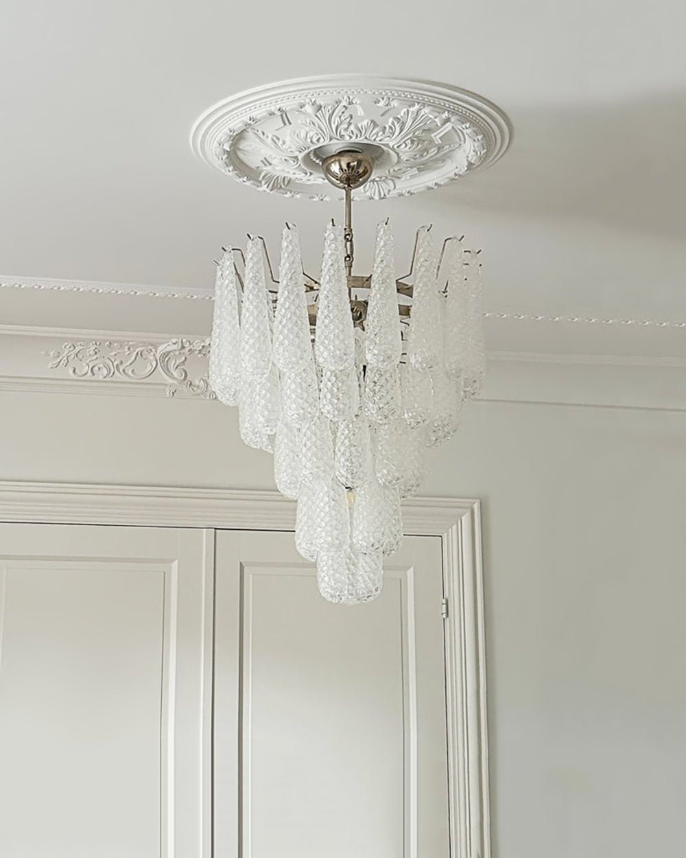 Aurora Chandelier Clear Droplets Murano Glass Waterfall Diamond