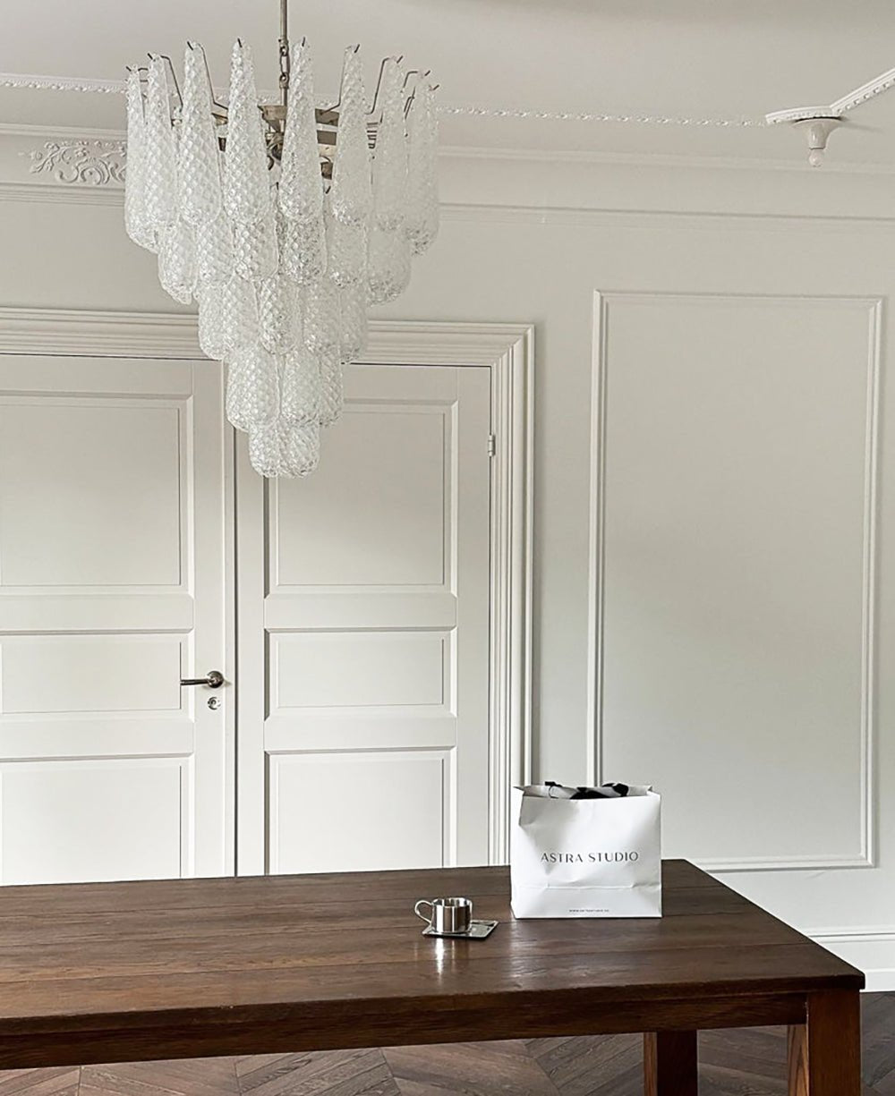 Aurora Chandelier Clear Droplets Murano Glass Waterfall Diamond