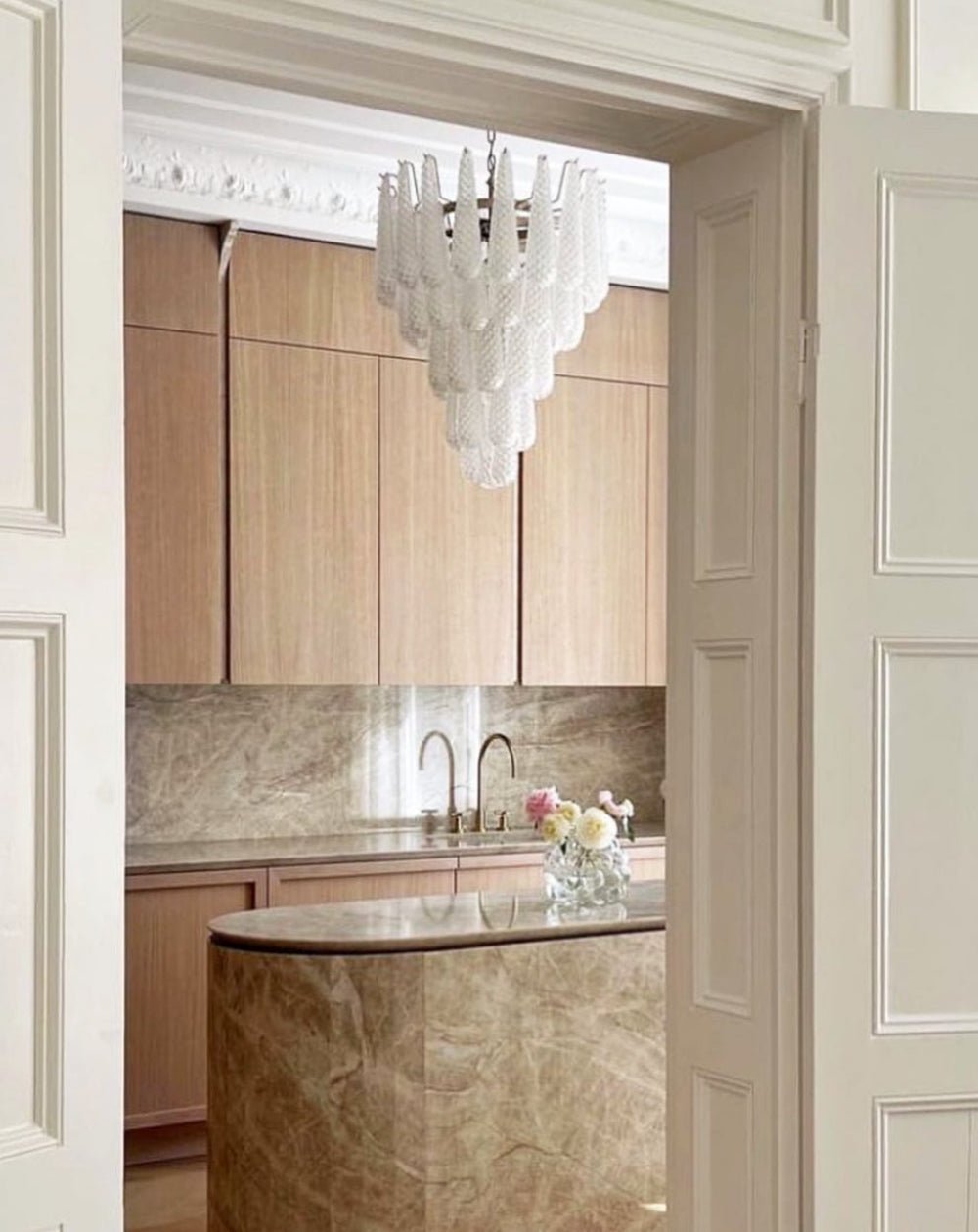 Aurora Chandelier Clear Droplets Murano Glass Waterfall Diamond