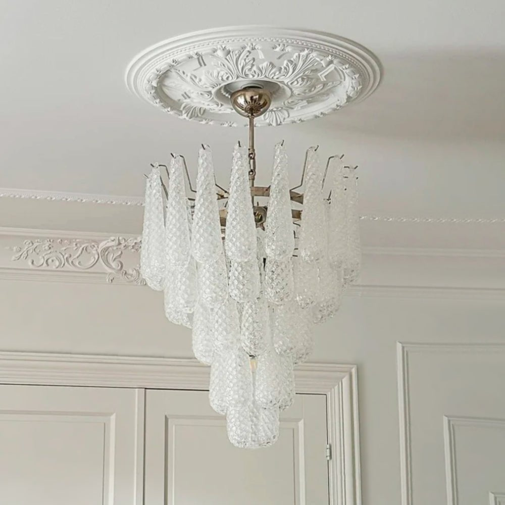 Aurora Chandelier Clear Droplets Murano Glass Waterfall Diamond
