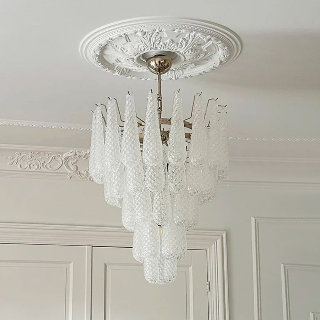Aurora Chandelier Clear Droplets Murano Glass Waterfall Diamond