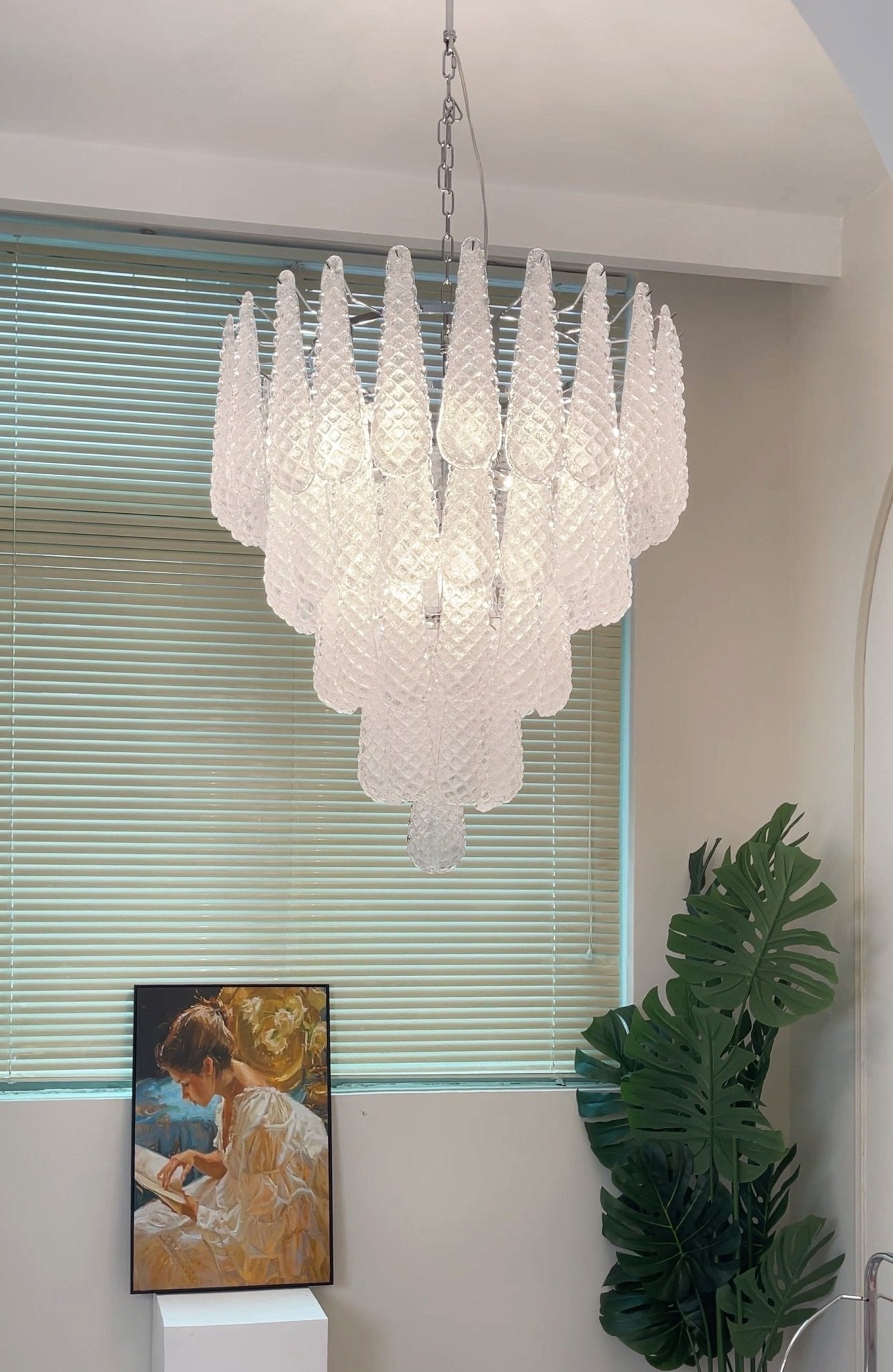 Aurora Chandelier Clear Droplets Murano Glass Waterfall Diamond